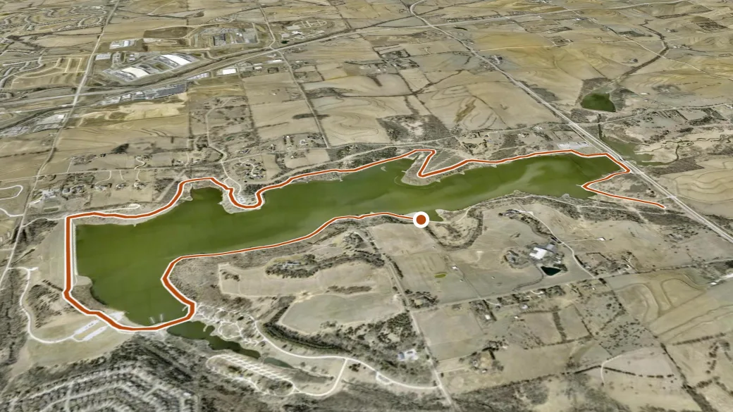 3-D terrain view of Lake Cunningham Trail