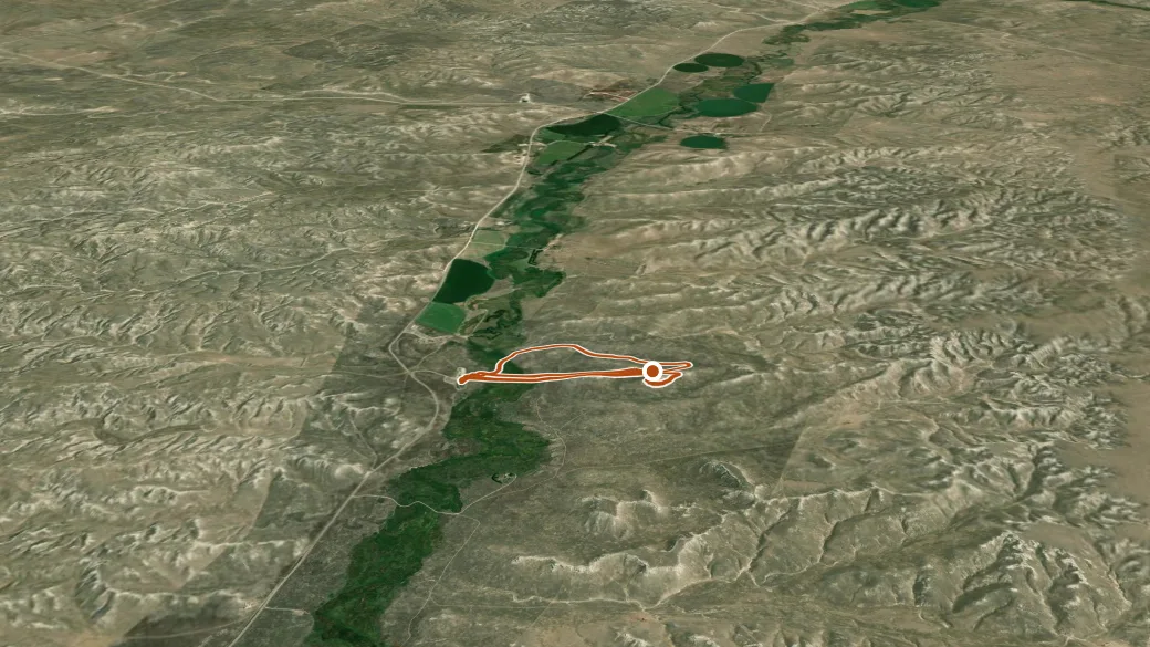 3-D terrain view of Fossil Hills Trail