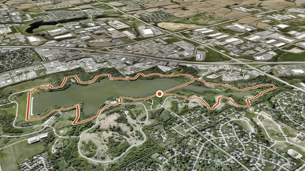 3-D terrain view of Wehrspann Lake Trail