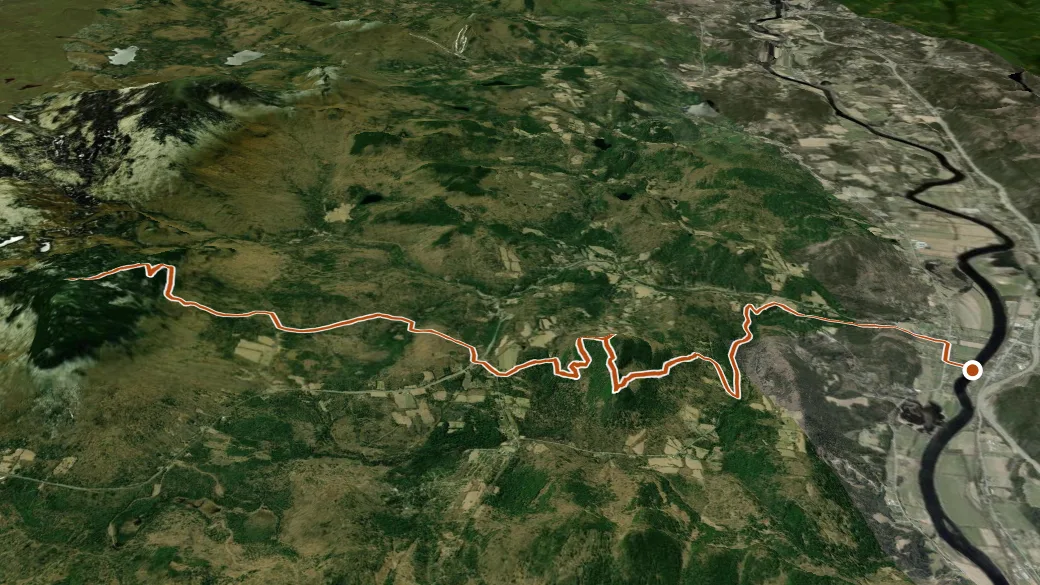 3-D terrain view of Cross Rivendell Trail