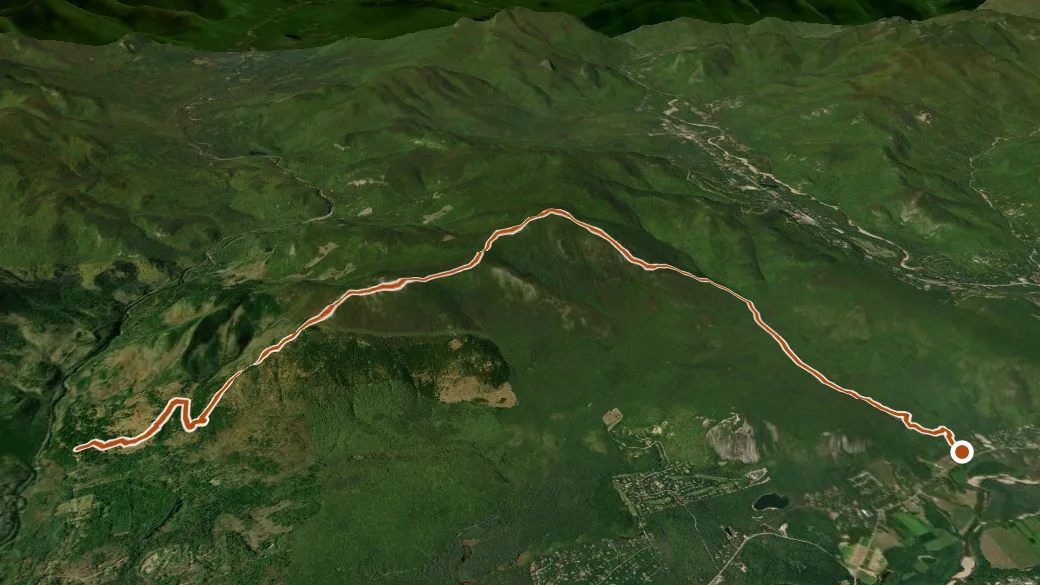 3-D terrain view of Moat Mountain Trail