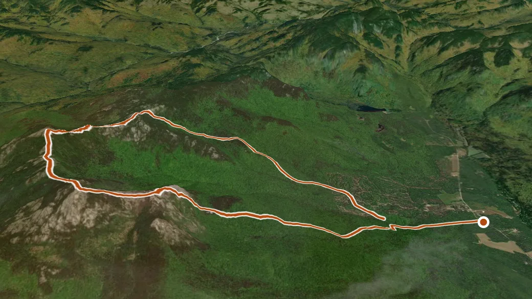 3-D terrain view of Baldface Circle Trail