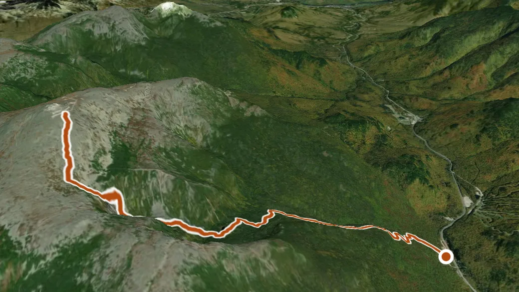 3-D terrain view of Tuckerman Ravine