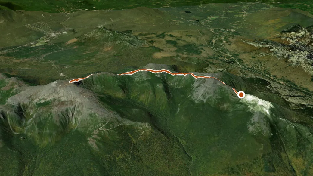 3-D terrain view of Gulfside Trail