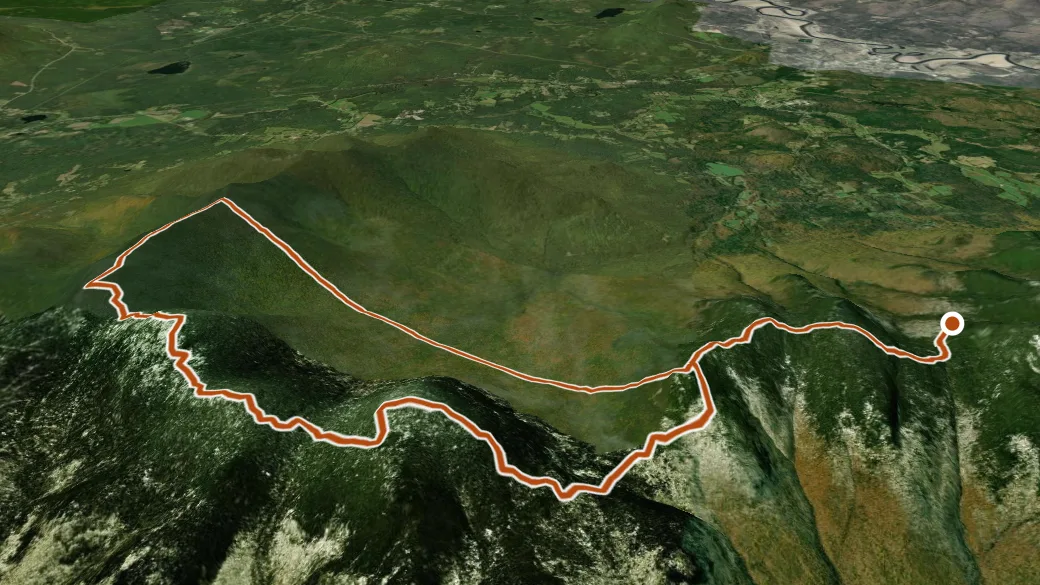 3-D terrain view of Kilkenny Ridge Trail