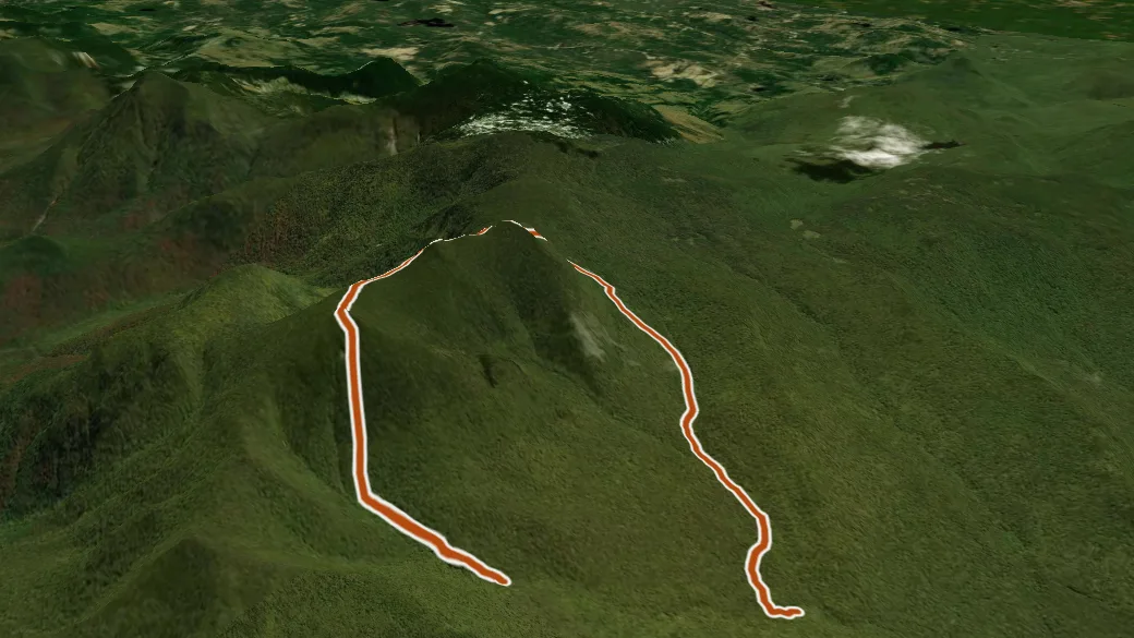 3-D terrain view of Mount Tripyramid Trail