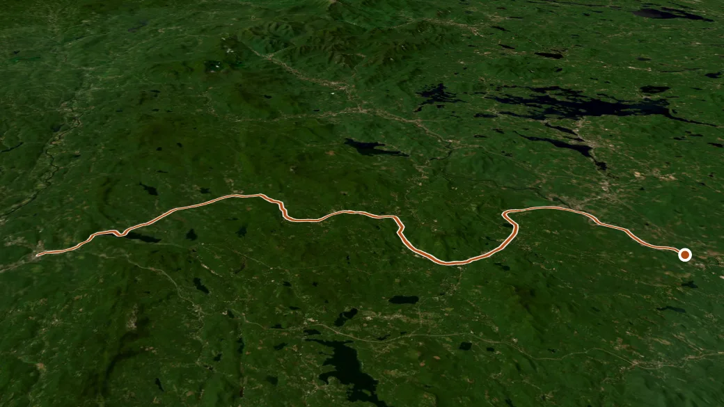 3-D terrain view of Northern Rail Trail