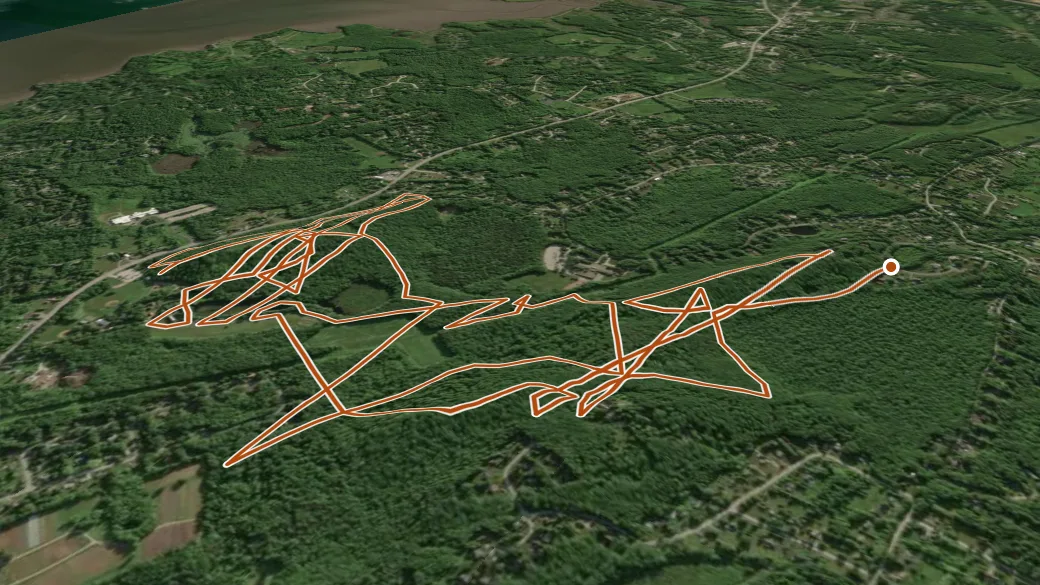 3-D terrain view of Stratham Hill Trails