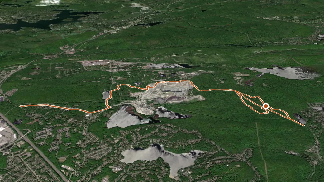 3-D terrain view of West Morris Greenway (Main Line)