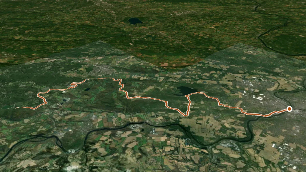 3-D terrain view of Warren Highlands