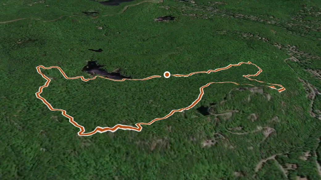 3-D terrain view of Manaticut Point Trail