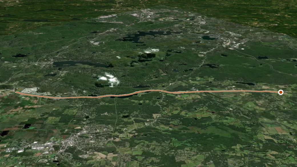 3-D terrain view of Lehigh and Hudson Trail