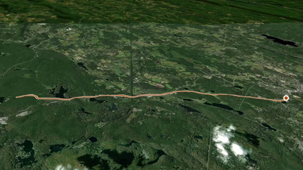 3-D terrain view of Sussex Branch Trail