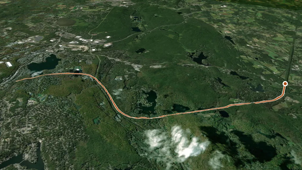3-D terrain view of Highlands Trail