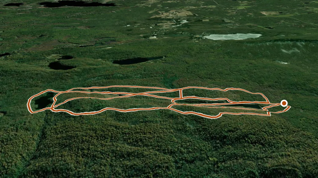 3-D terrain view of Blue Mt Lake Trail
