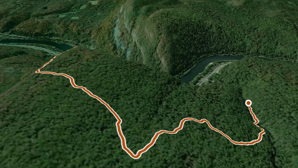 3-D terrain view of Blue Blaze Trail