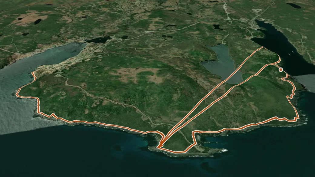 3-D terrain view of Bear Cove Point Path