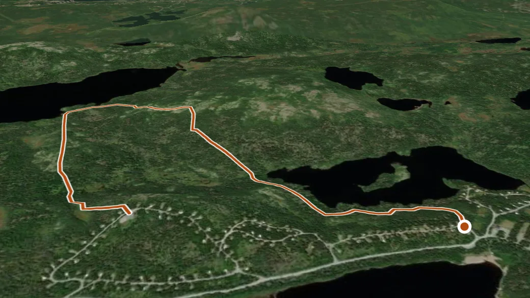 3-D terrain view of Pegwood Pond Trail