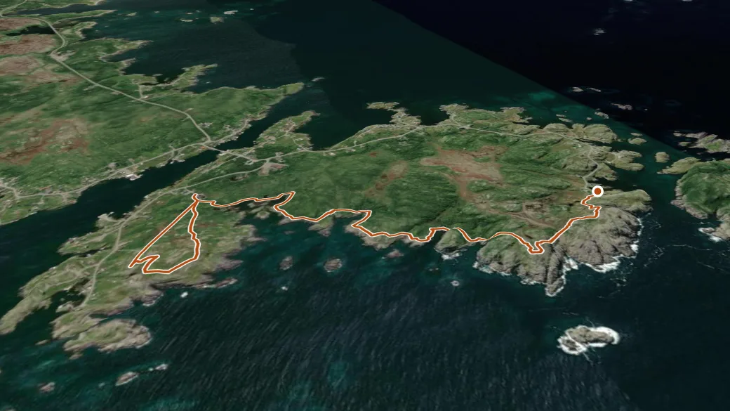3-D terrain view of Squid Jiggers Hiking Trail North Island
