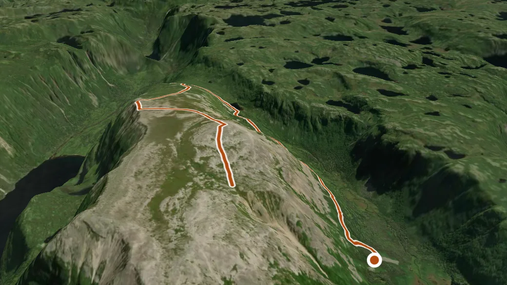 3-D terrain view of Gros Morne Mountain Trail