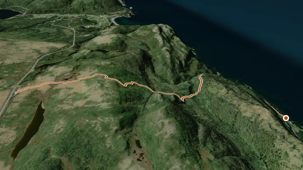 3-D terrain view of Green Gardens Trail