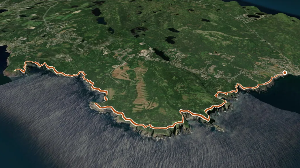 3-D terrain view of Stiles Cove Path