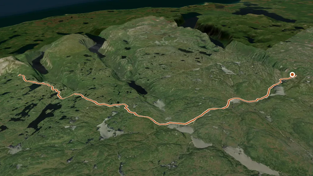 3-D terrain view of Long Range Traverse