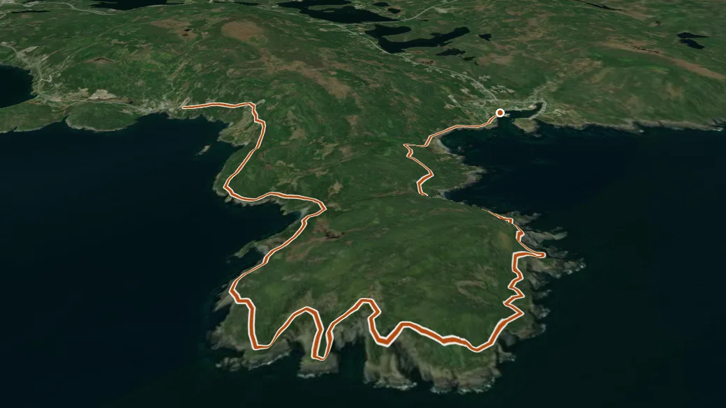 3-D terrain view of Brigus Head Path