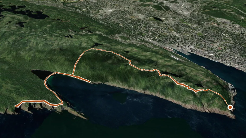 3-D terrain view of Deadmans Bay Path