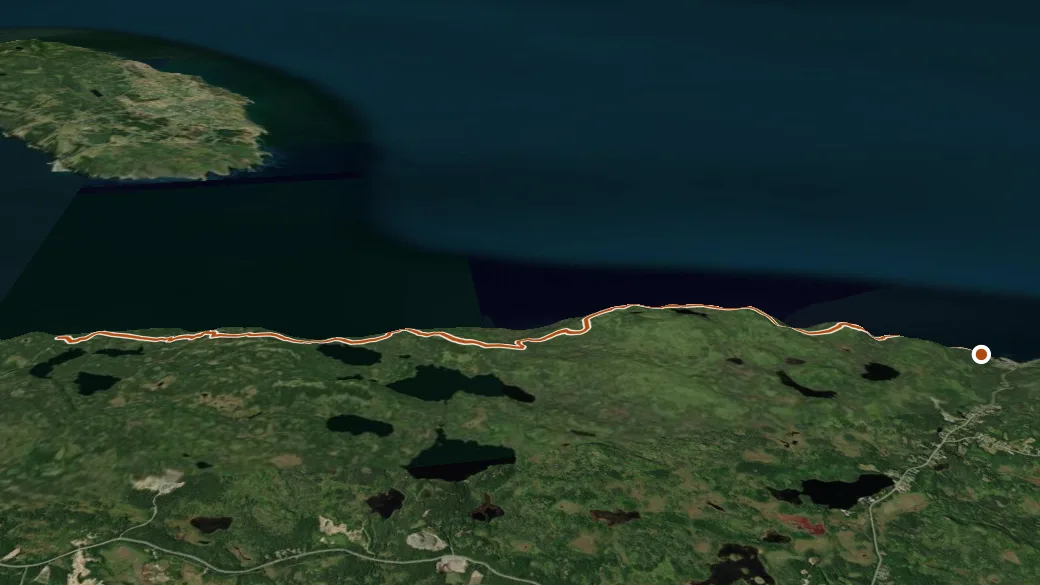 3-D terrain view of East Coast Trail - Piccos Ridge Path