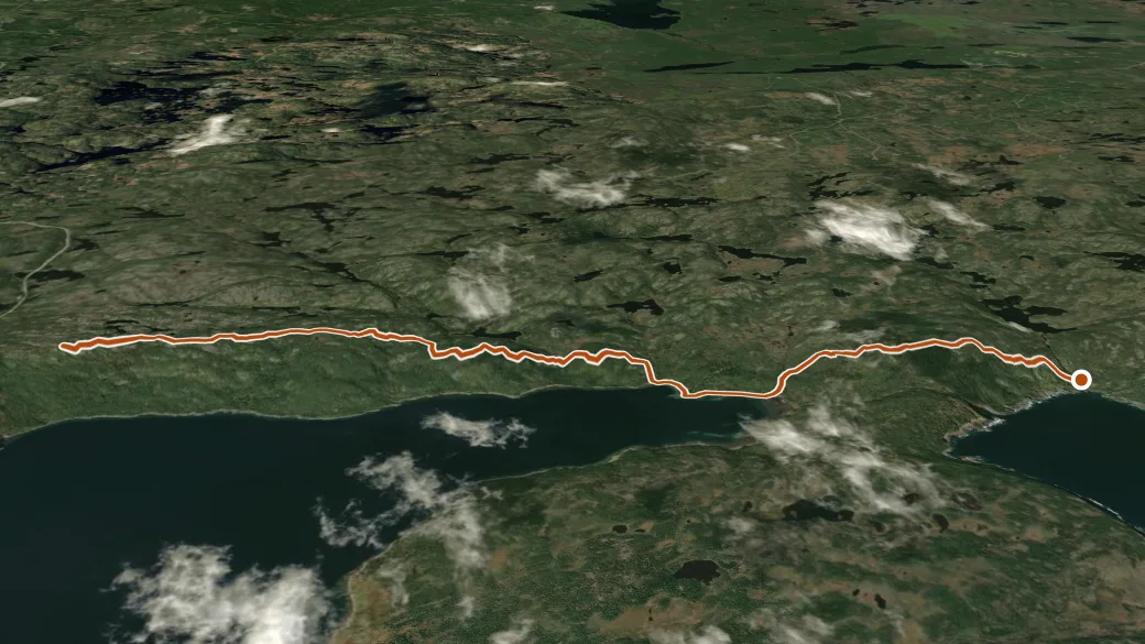 3-D terrain view of French Shore Trail.