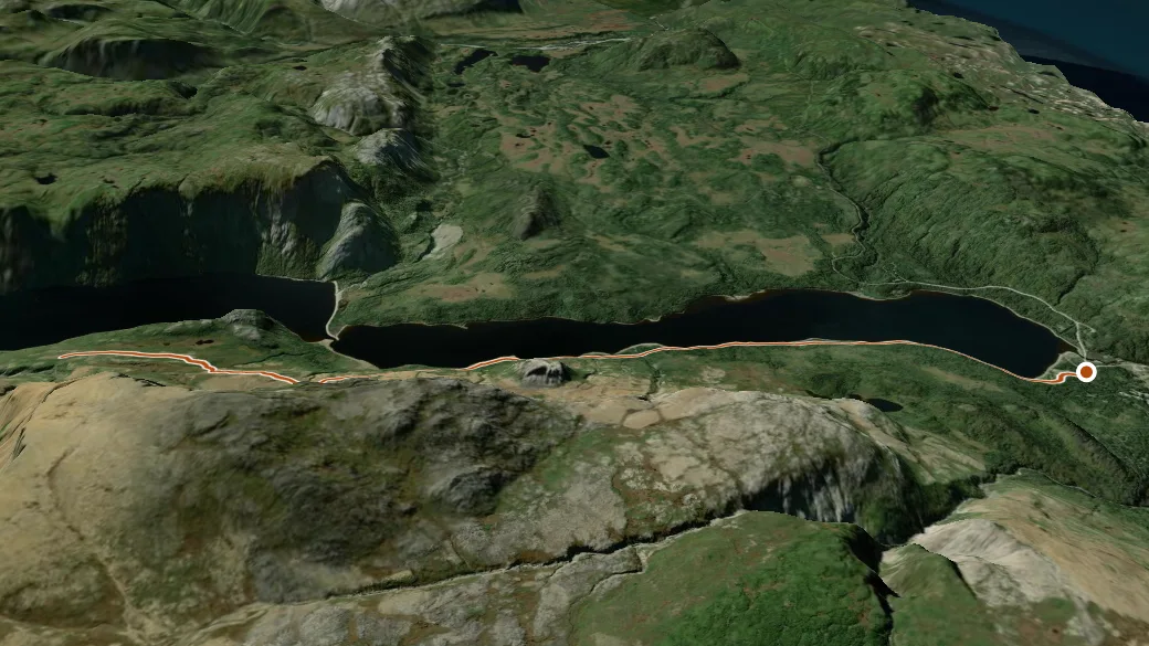 3-D terrain view of Trout River Pond Trail