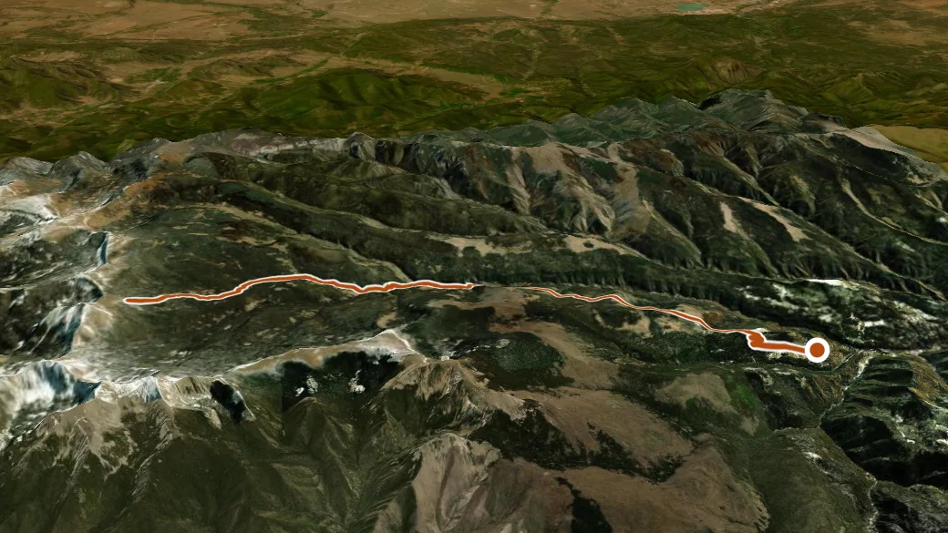 3-D terrain view of Beattys