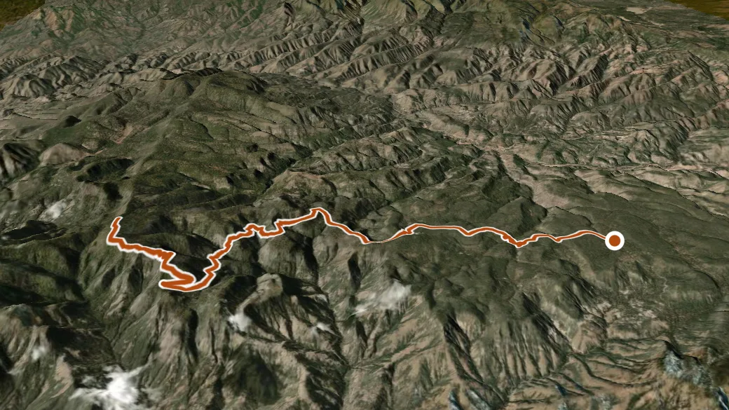 3-D terrain view of Bonanza Bill Trail