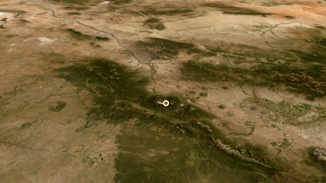 3-D terrain view of Wheeler Peak/Bull Of The Woods