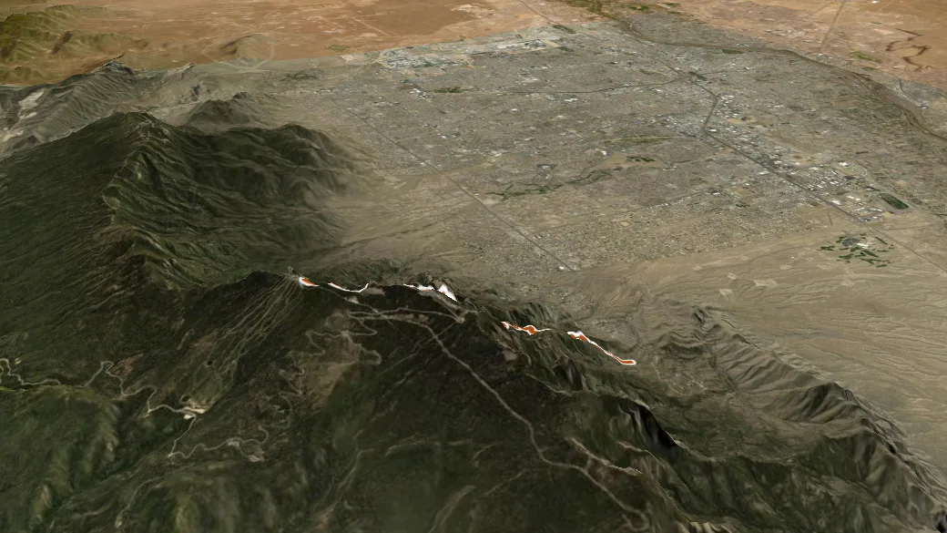 3-D terrain view of La Luz