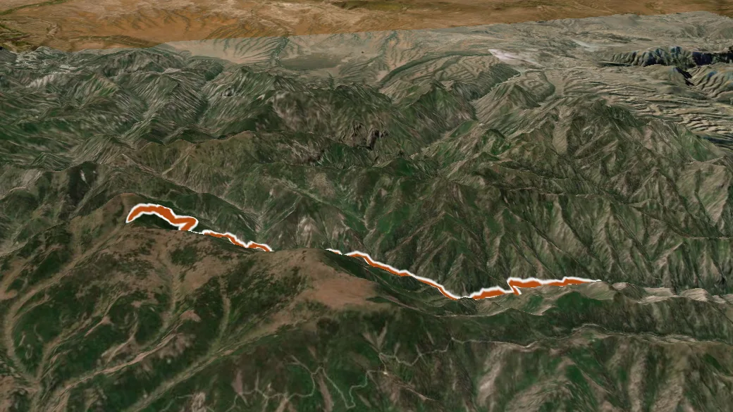 3-D terrain view of Whitewater
