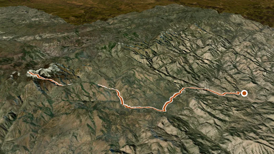 3-D terrain view of Lake Trail
