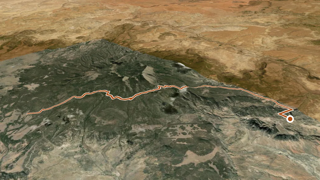 3-D terrain view of Continental Divide National Scenic Trail