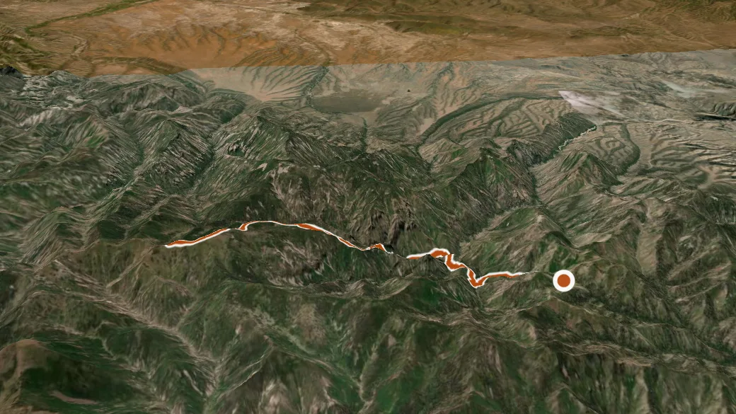 3-D terrain view of Golden Link Trail #218