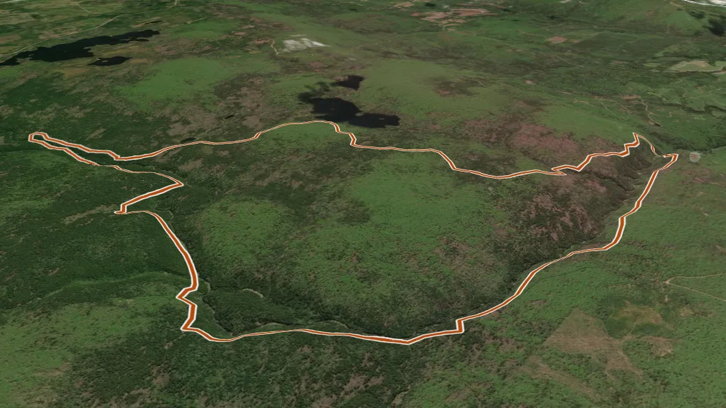 3-D terrain view of Kenomee Canyon Trail