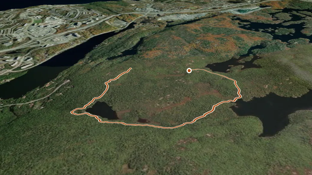 3-D terrain view of Hobsons Lake Loop