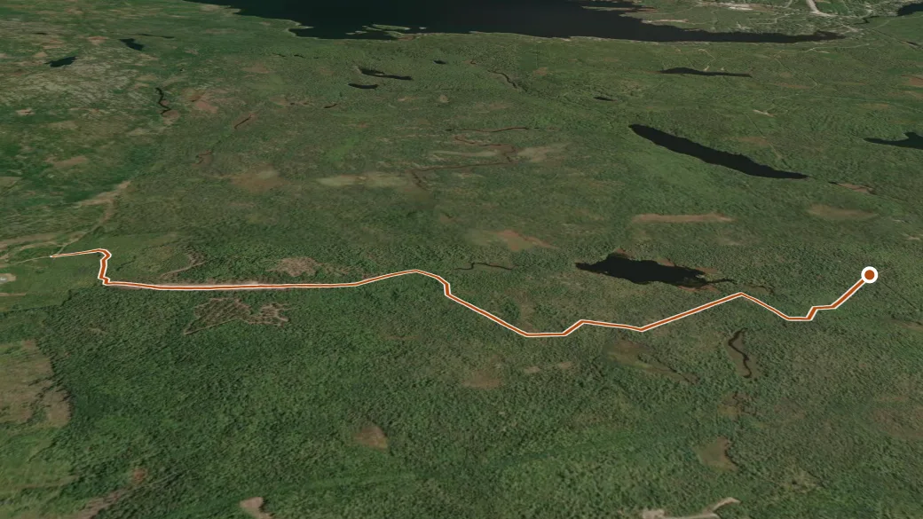 3-D terrain view of BBATV 5K Trail - Sandy Lake to Windmill Access