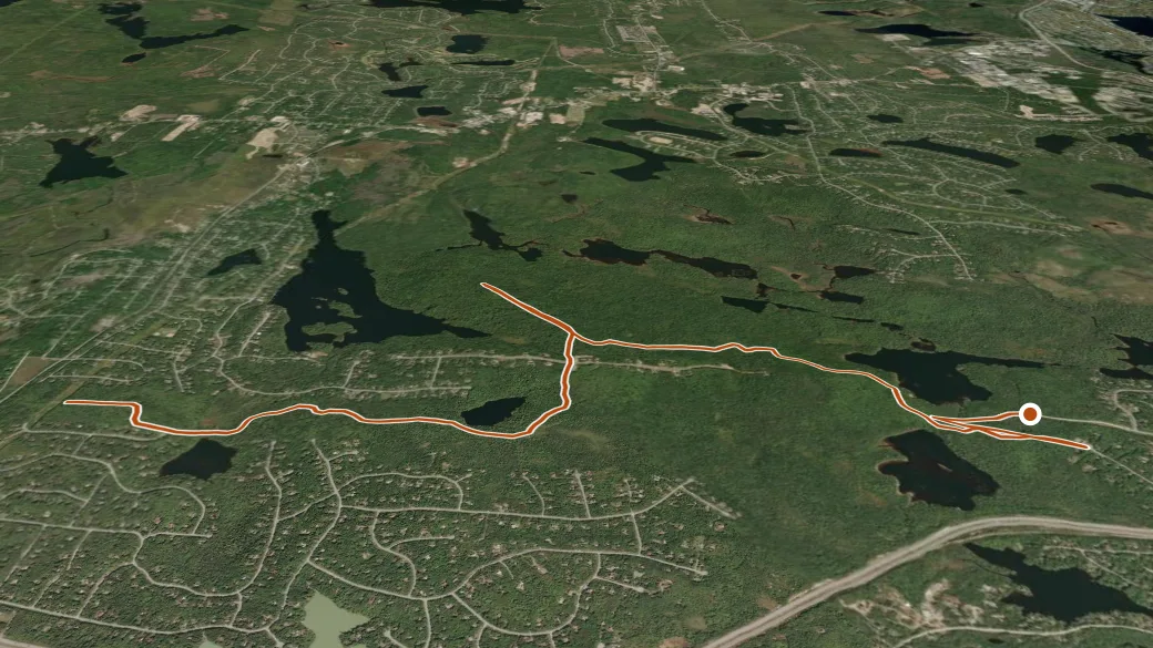 3-D terrain view of Minister Hill Trail