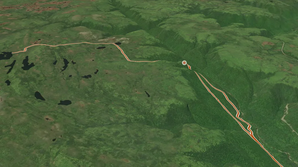 3-D terrain view of Aspy Trail