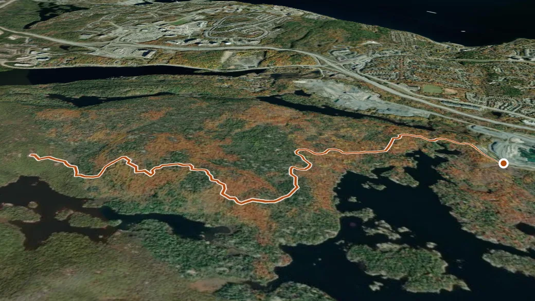 3-D terrain view of Evil Birch Wilderness Trail