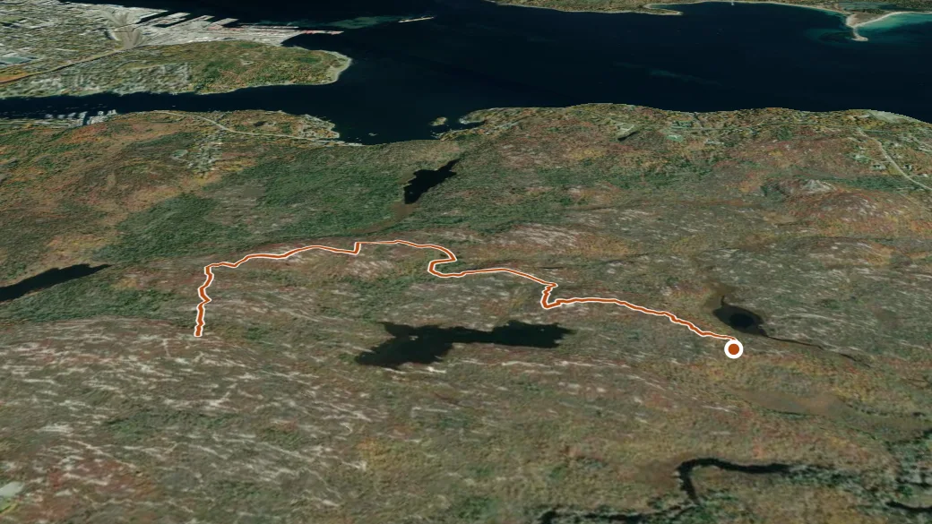 3-D terrain view of Flat Lake Loop