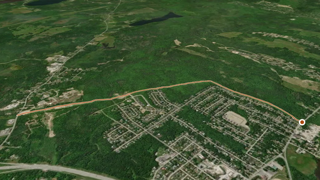 3-D terrain view of Under Power Lines Track
