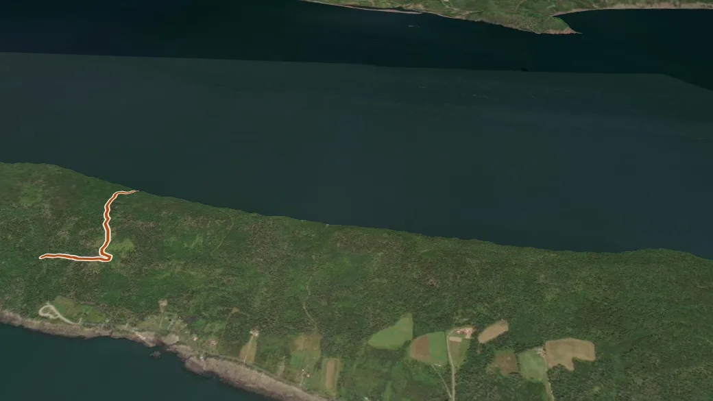 3-D terrain view of Amethyst Cove Trail