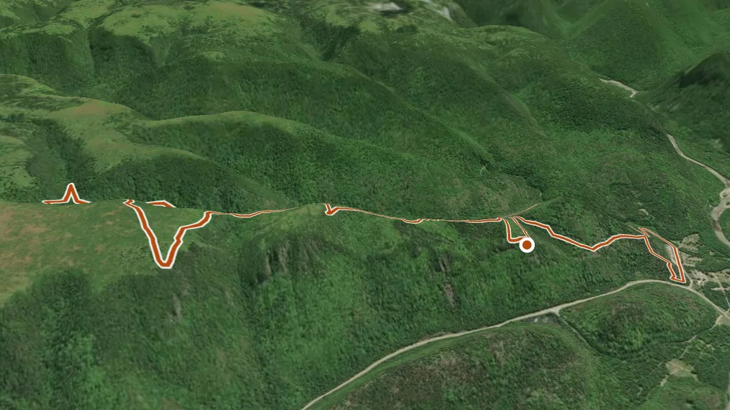 3-D terrain view of Acadian trail